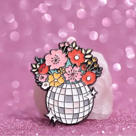 Floral Mirrorball Enamel Pin NWT - Picture 6 of 7